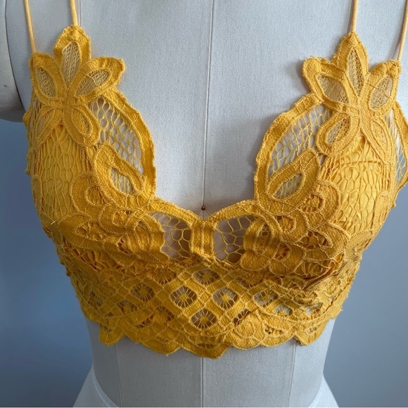 Free People Adella Longline Bralette- Sun- Size Small- NWT - Picture 3 of 8